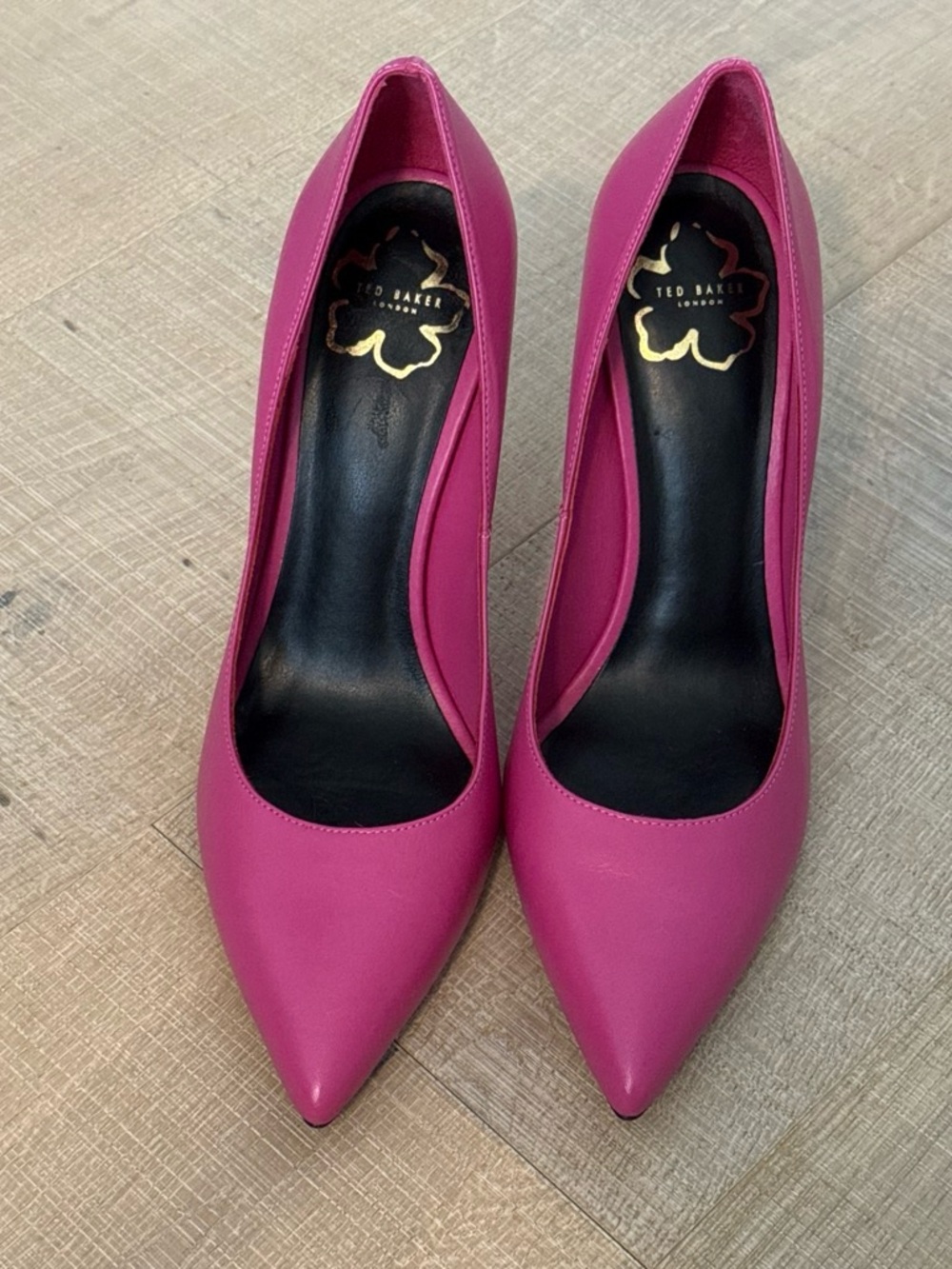 Ted Baker Pink Pointed-Toe Leather Pumps